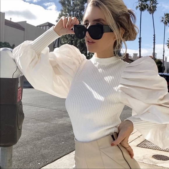 Zara puff sleeves top bloggers favorite - Picture 2 of 16